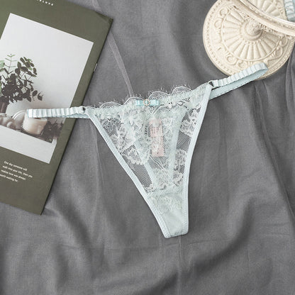 Lace Thong Panty with Rhinestone Detail