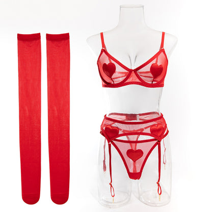 Heart Whisper Mesh Lingerie Set