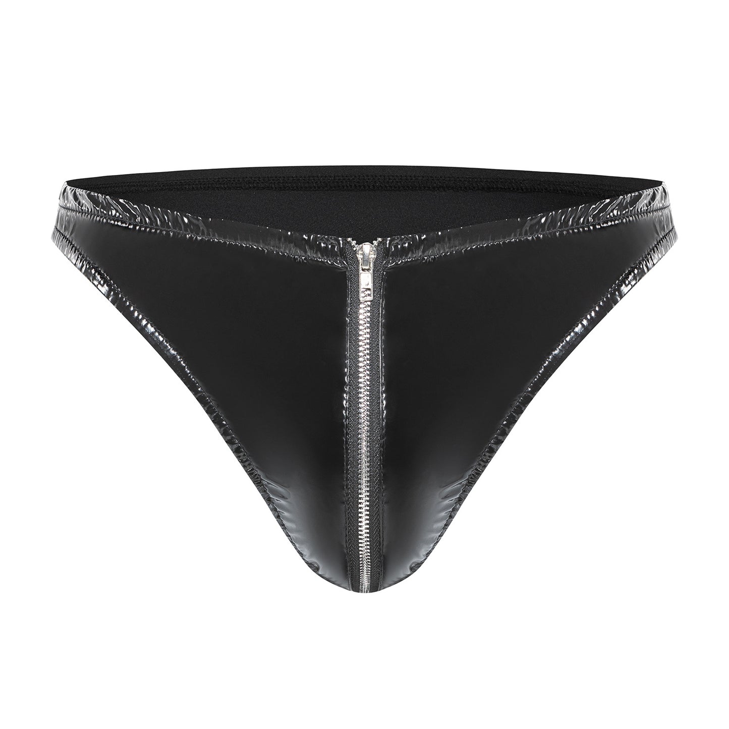 Gloss Vinyl Front-Zip Thong Brief mooods