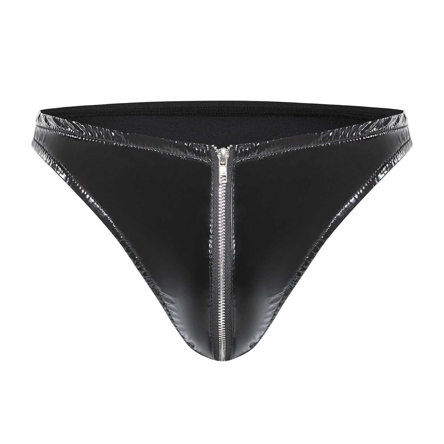 Gloss Vinyl Front-Zip Thong Brief mooods