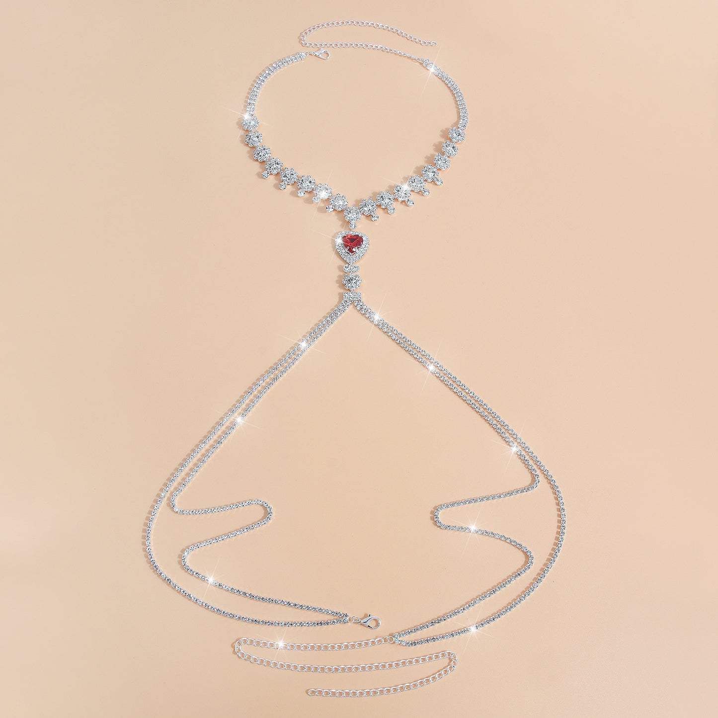 Crimson Heart Body Chain Necklace mooods