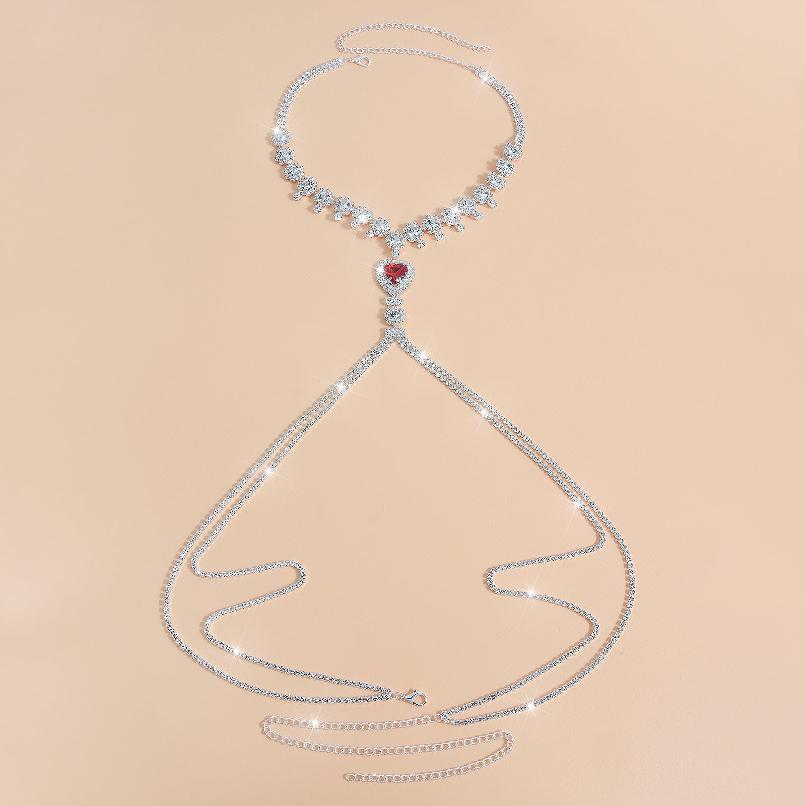 Crimson Heart Body Chain Necklace mooods