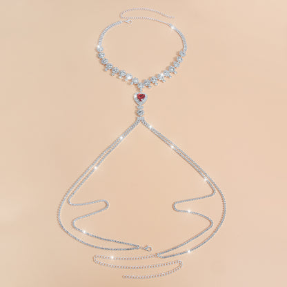 Crimson Heart Body Chain Necklace mooods