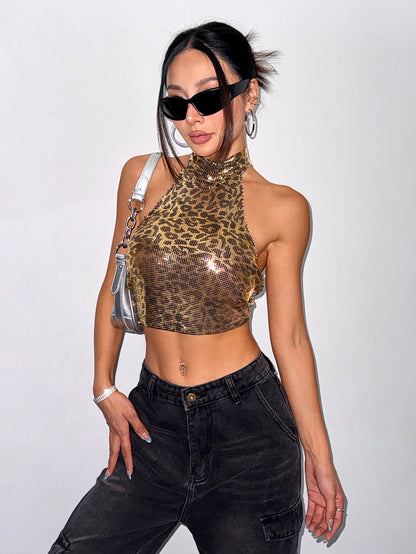 Feline Radiance Metallic Halter Top mooods