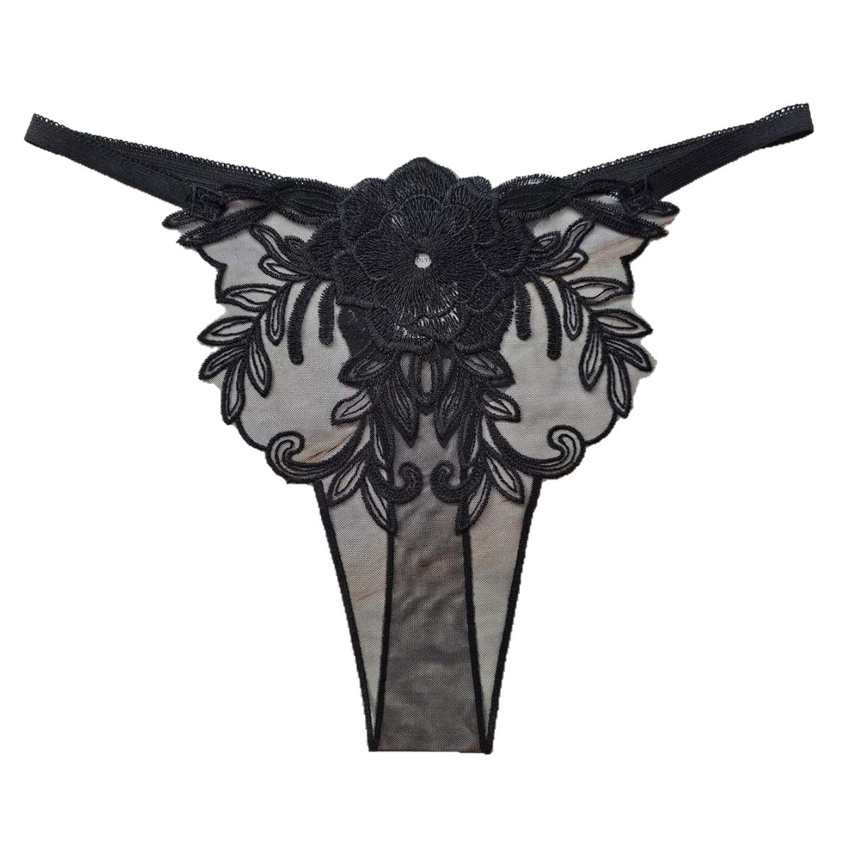 Floral Illusion Embroidered Thong mooods