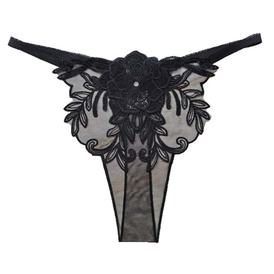 Floral Illusion Embroidered Thong mooods
