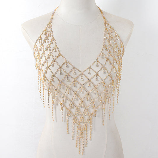 Diamond Drape Rhinestone Body Chain Top