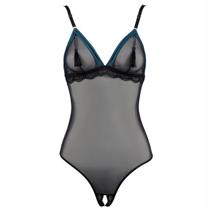 Midnight Tassel Crotchless Bodysuit