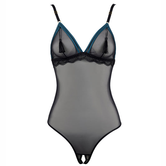 Midnight Tassel Crotchless Bodysuit