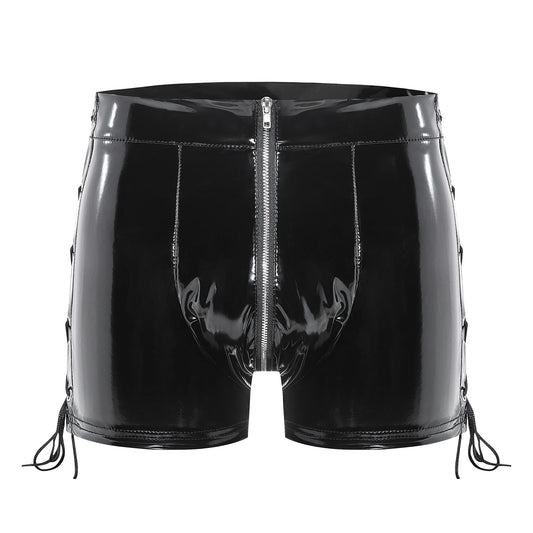 Gloss Vinyl Lace-Up Men’s Shorts mooods
