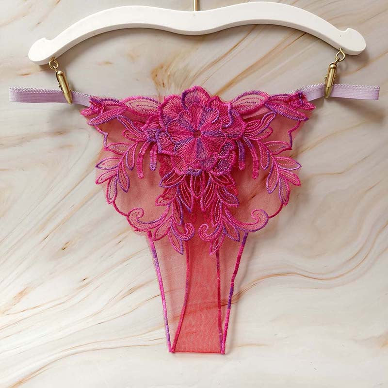 Floral Illusion Embroidered Thong mooods