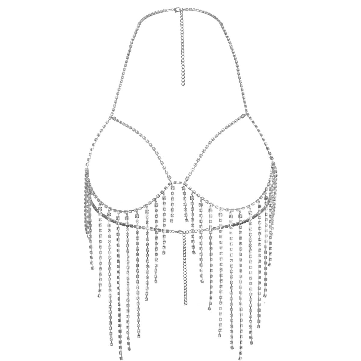 Diamond Fringe Rhinestone Bra & Skirt Set