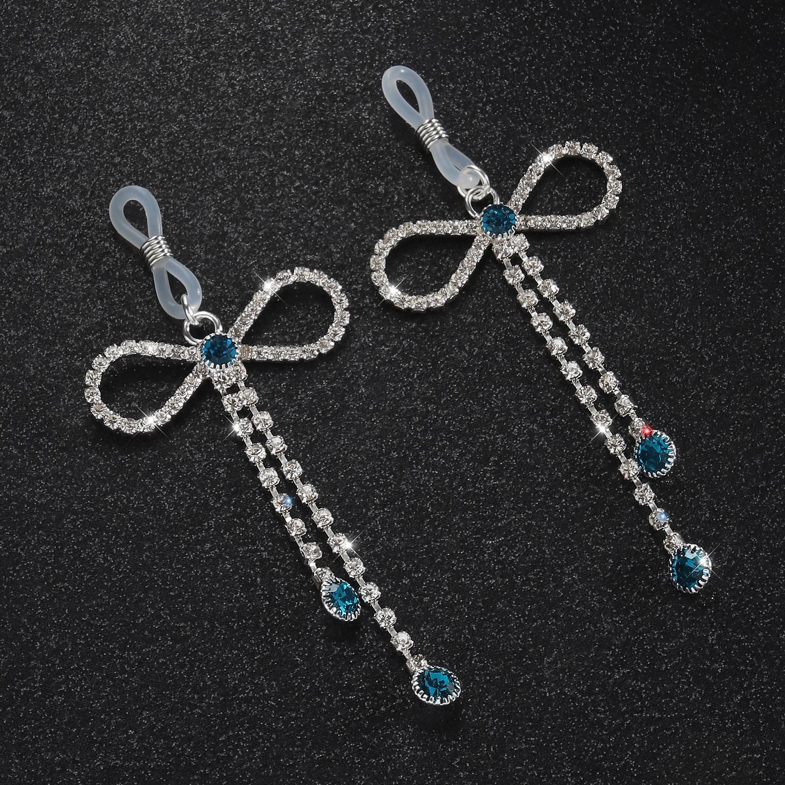 Crystal Bow Nipple Jewelry Clips with Gem Drops