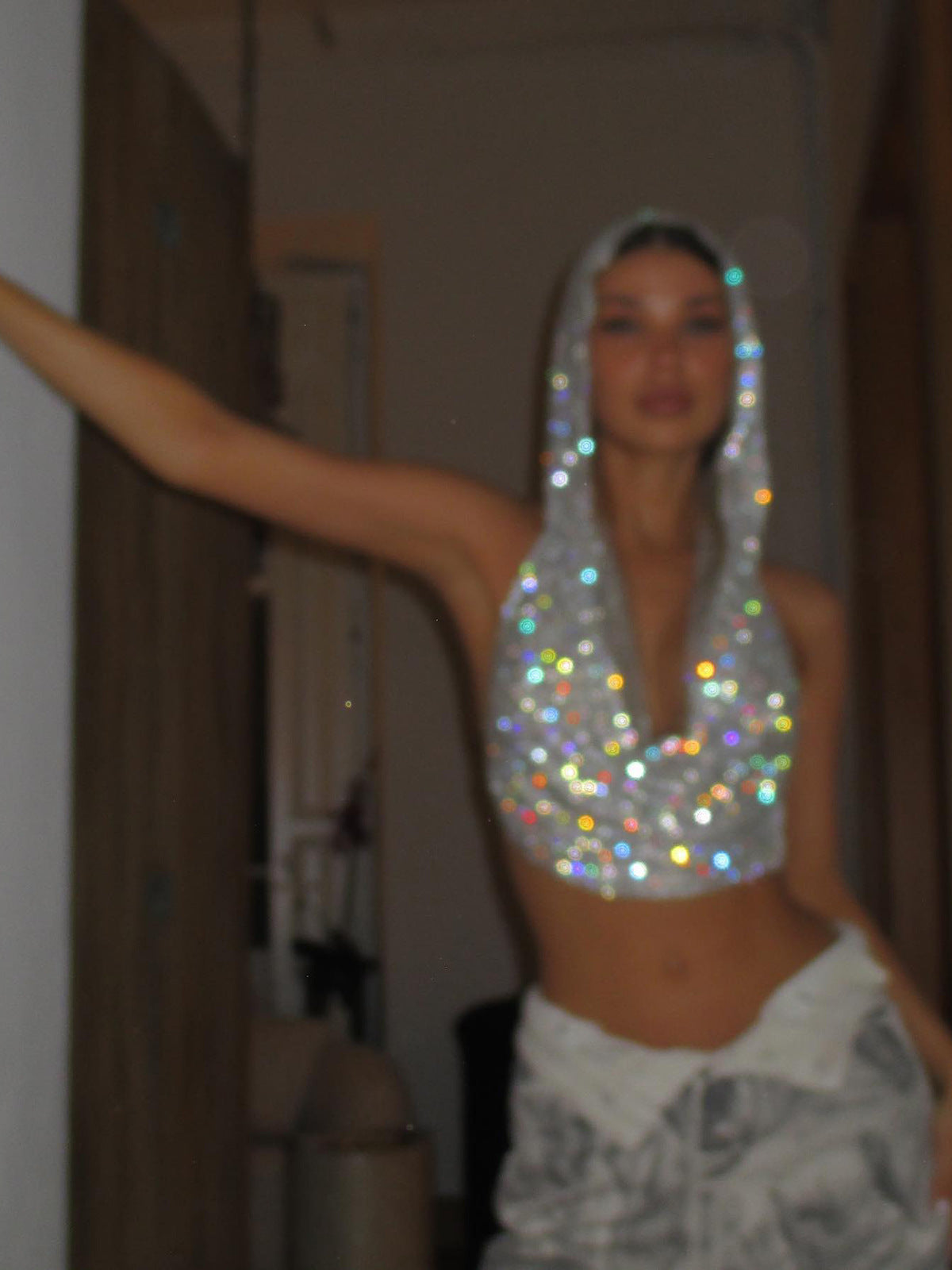 Celestial Halo – Rhinestone Hooded Crop Top mooods