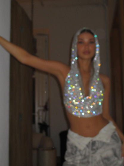 Celestial Halo – Rhinestone Hooded Crop Top mooods