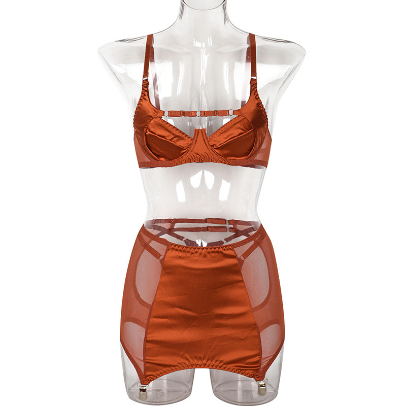 satin aura ensemble lingerie set mooods