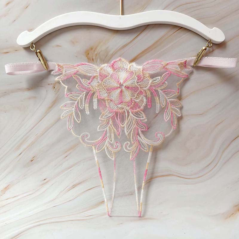 Floral Illusion Embroidered Thong mooods