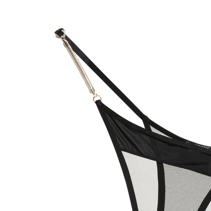 Aurum String – Sheer Mesh Thong with Gold Accent Straps mooods