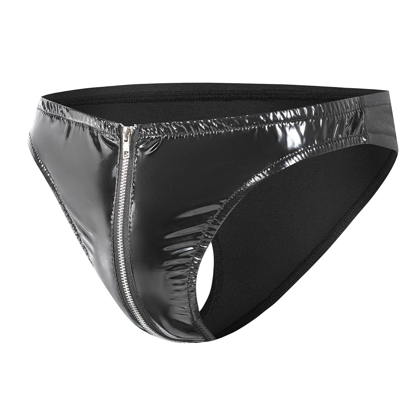 Gloss Vinyl Front-Zip Thong Brief mooods