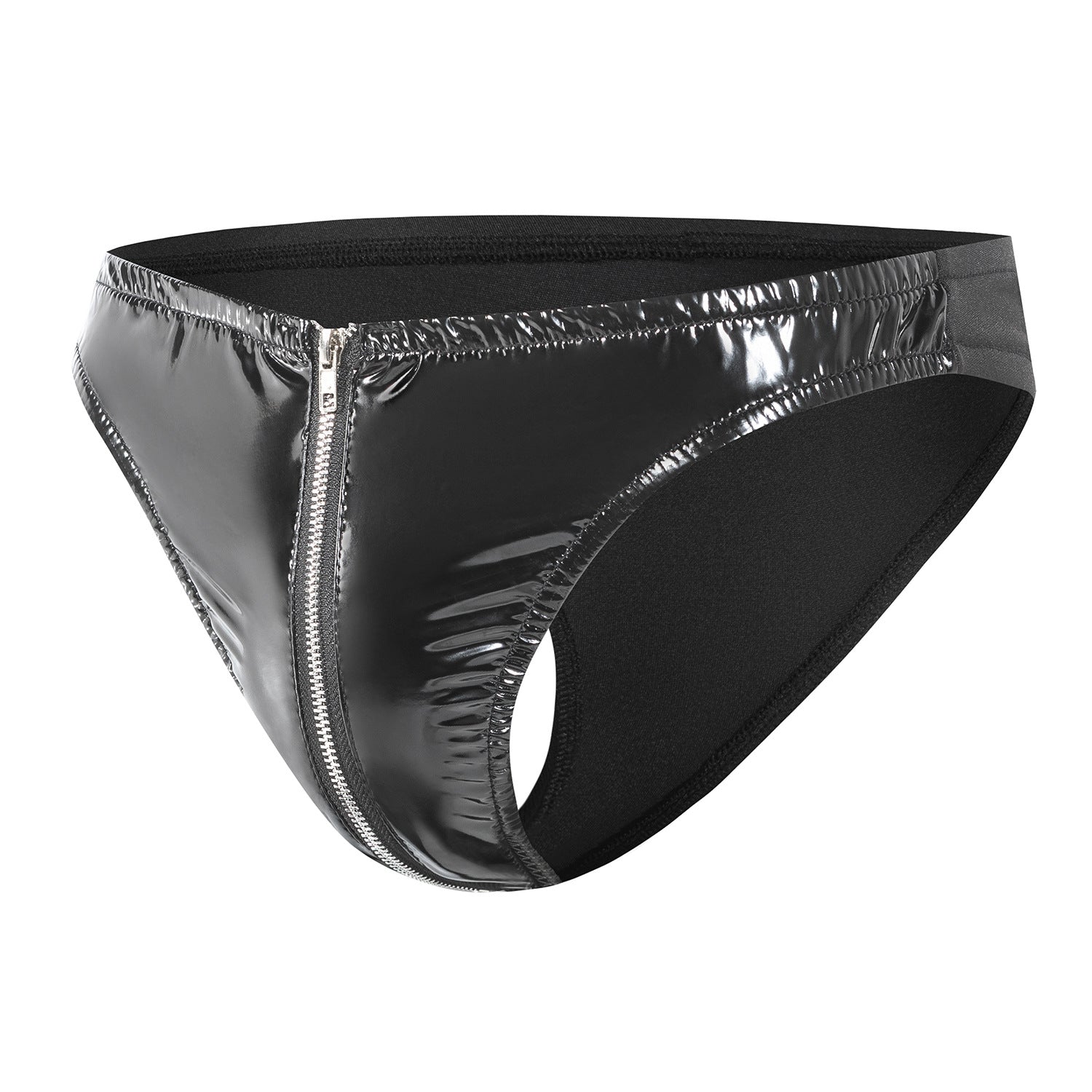 Gloss Vinyl Front-Zip Thong Brief mooods