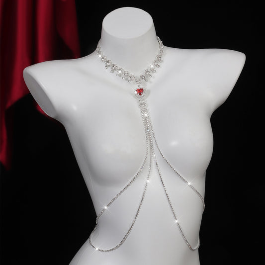 Crimson Heart Body Chain Necklace mooods