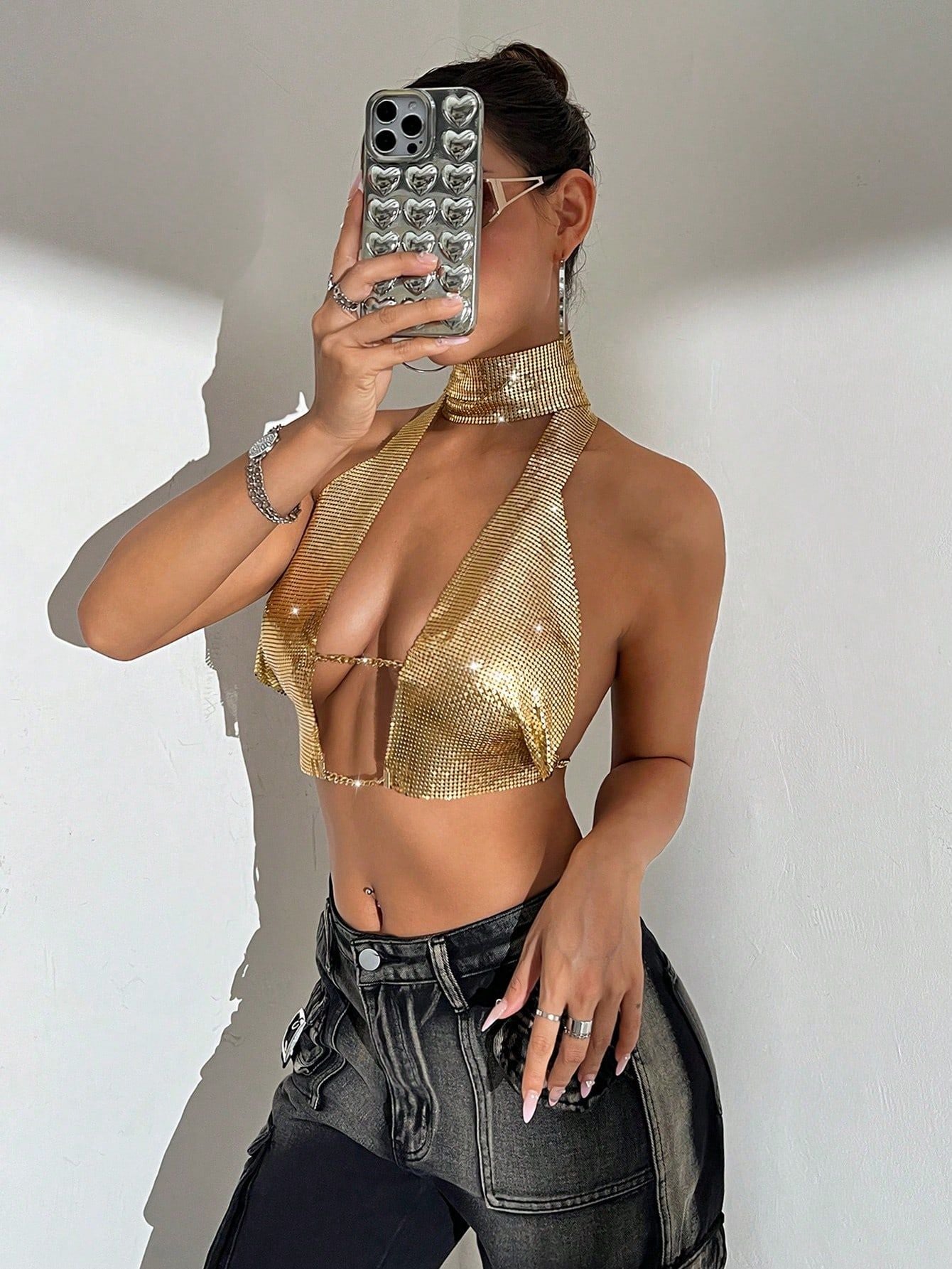 Golden Allure Chain Halter Top mooods