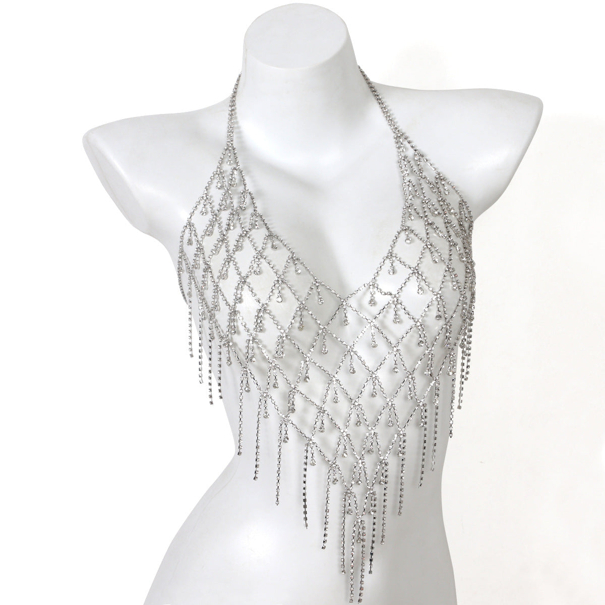 Diamond Drape Rhinestone Body Chain Top