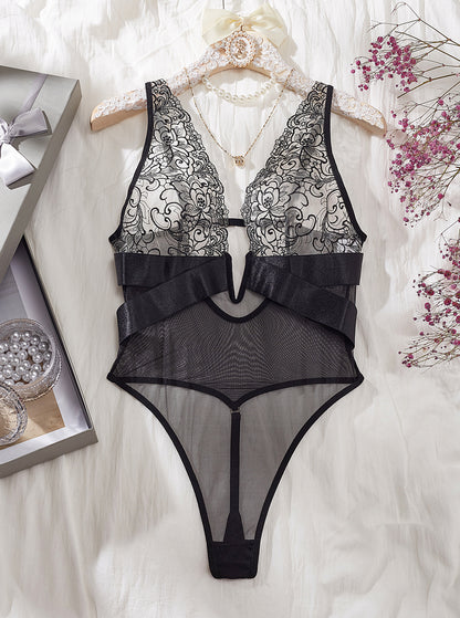 Crystal Lace Plunge Bodysuit mooods