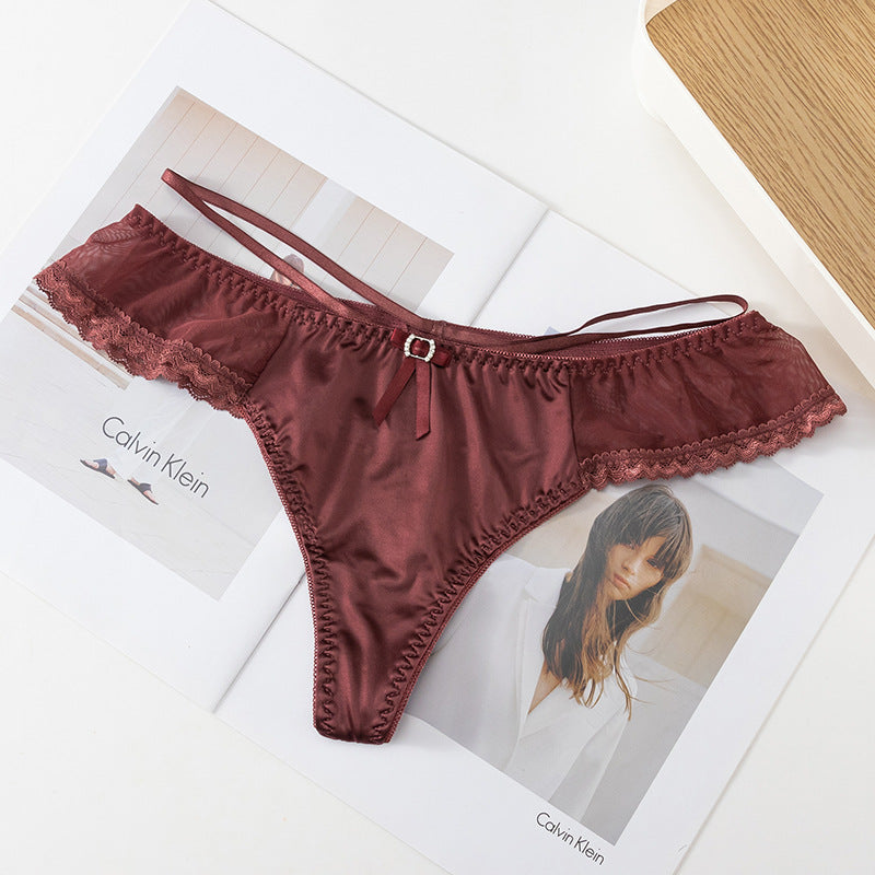 Satin Lace Trim Thong – One Size Buy 3, Get 1 FREE!