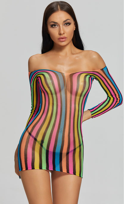 Prism Wave Mesh Mini Dress mooods