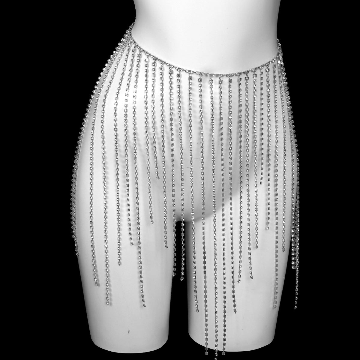 Diamond Fringe Rhinestone Bra & Skirt Set