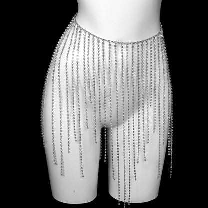 Diamond Fringe Rhinestone Bra & Skirt Set