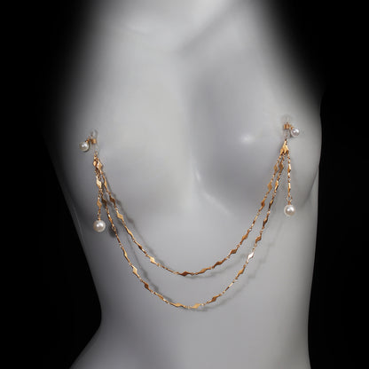 Golden Pearl Embrace Nipple Chain Jewelry