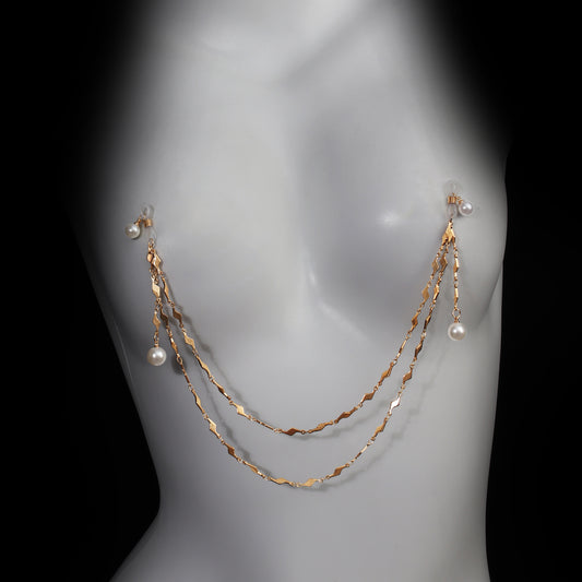 Golden Pearl Embrace Nipple Chain Jewelry