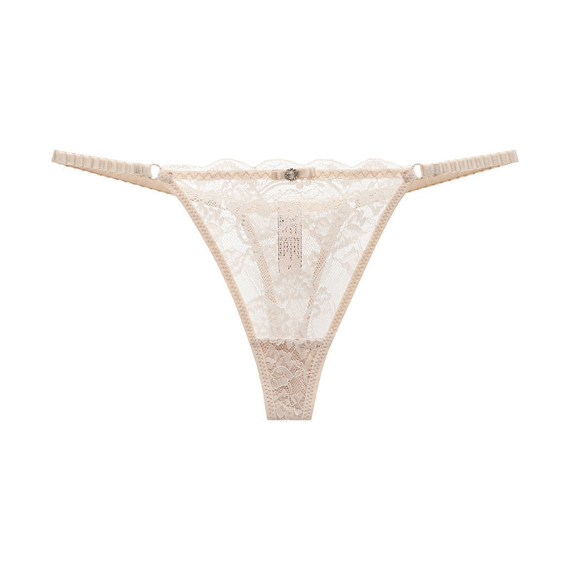 Lace Thong Panty with Rhinestone Detail