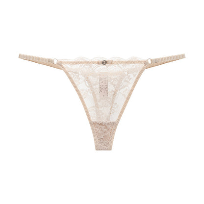 Lace Thong Panty with Rhinestone Detail