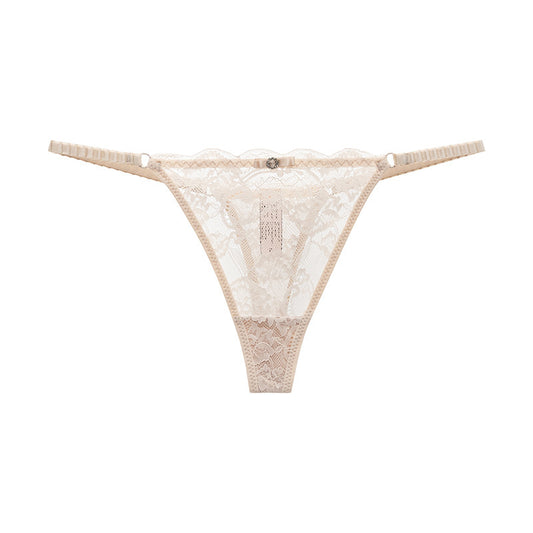 Lace Thong Panty with Rhinestone Detail
