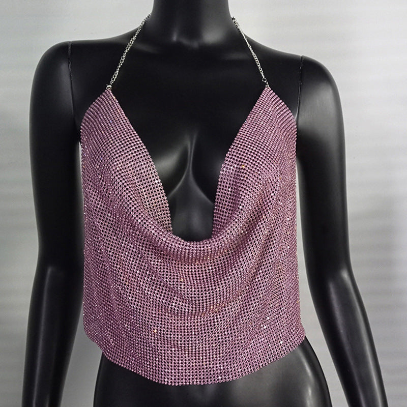 Crystal Veil – Rhinestone Drape Halter Top mooods