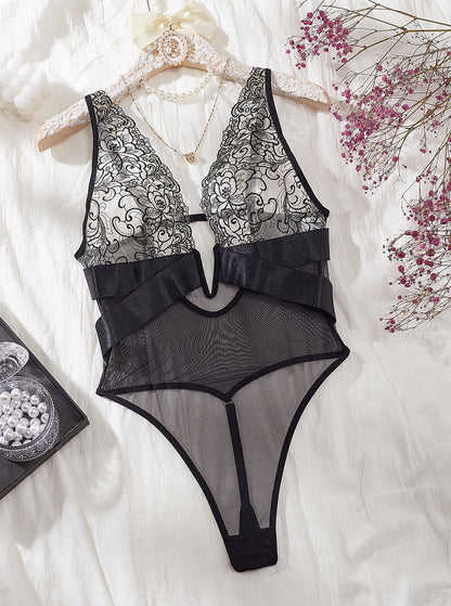 Crystal Lace Plunge Bodysuit mooods