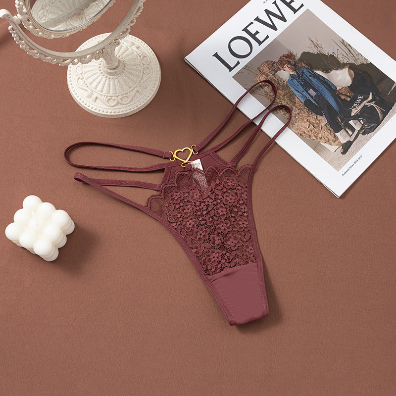Strappy Lace Thong with Heart Detail Buy 3, Get 1 FREE!