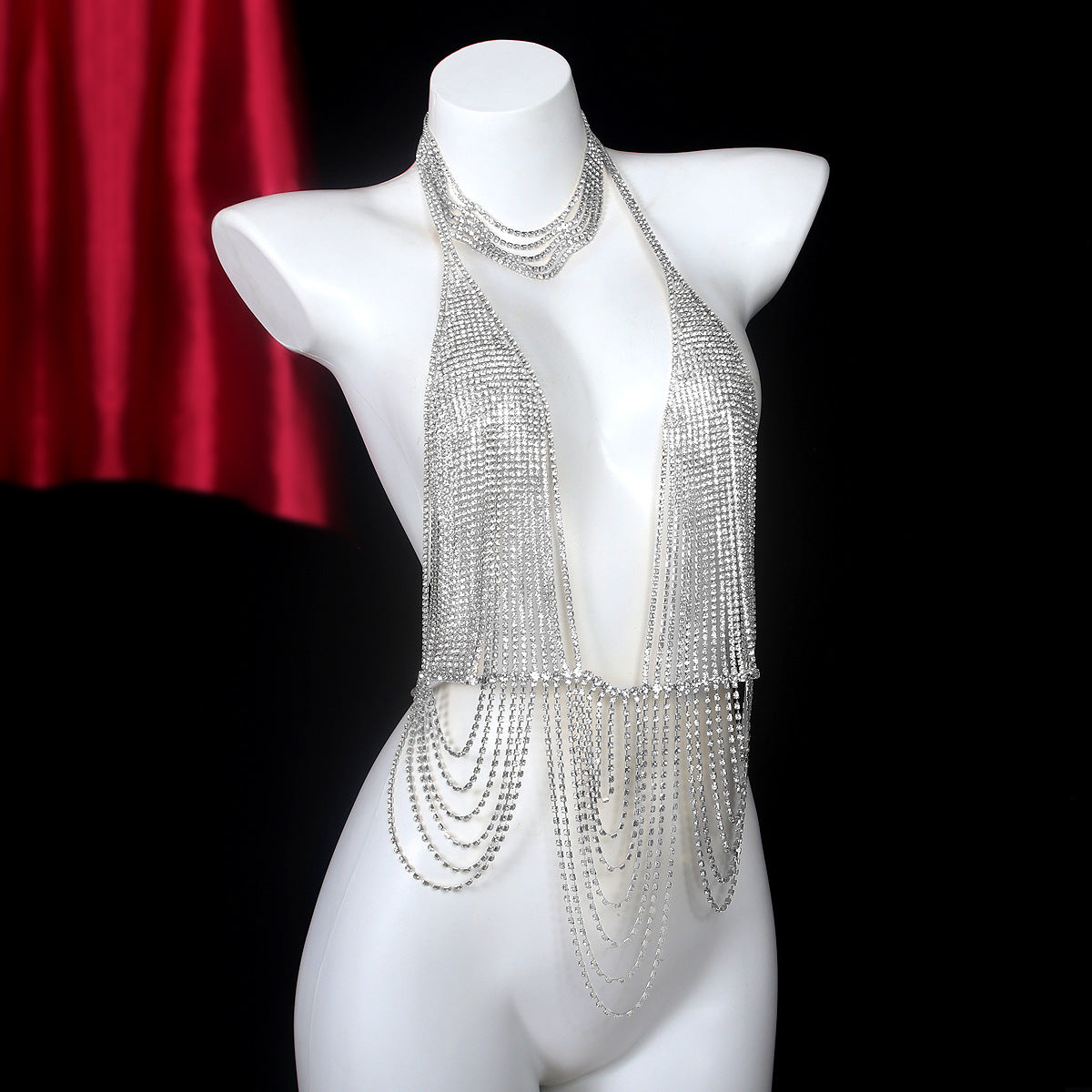 Glamour Drape Rhinestone Body Chain mooods
