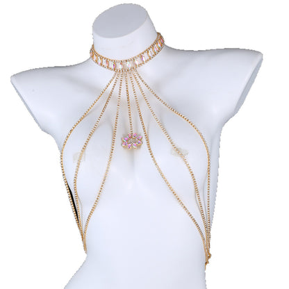 Aurora Bloom Rhinestone Body Chain mooods