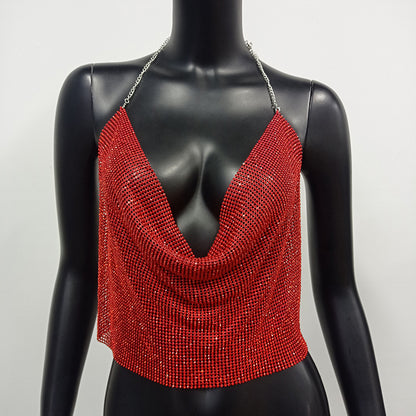 Crystal Veil – Rhinestone Drape Halter Top mooods