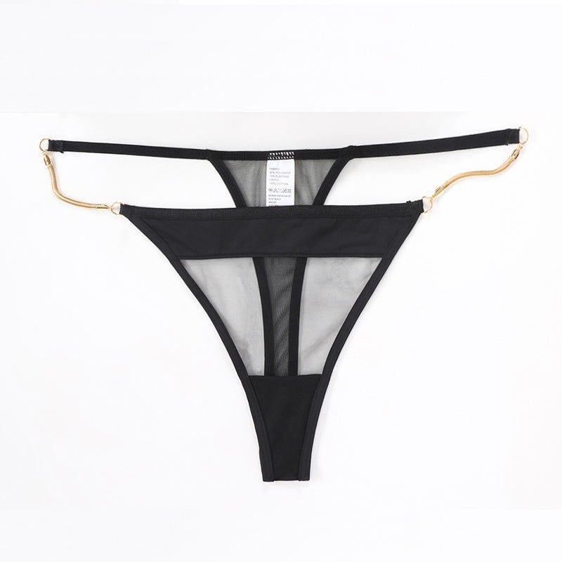 Aurum String – Sheer Mesh Thong with Gold Accent Straps mooods