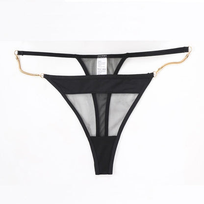 Aurum String – Sheer Mesh Thong with Gold Accent Straps mooods