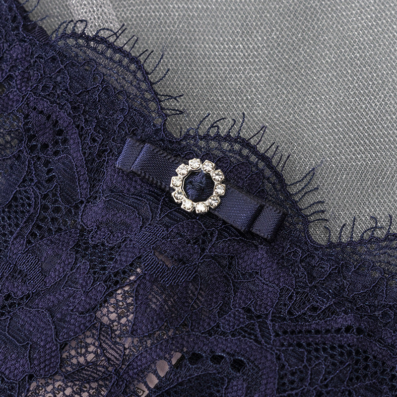 Lace Thong Panty with Rhinestone Detail