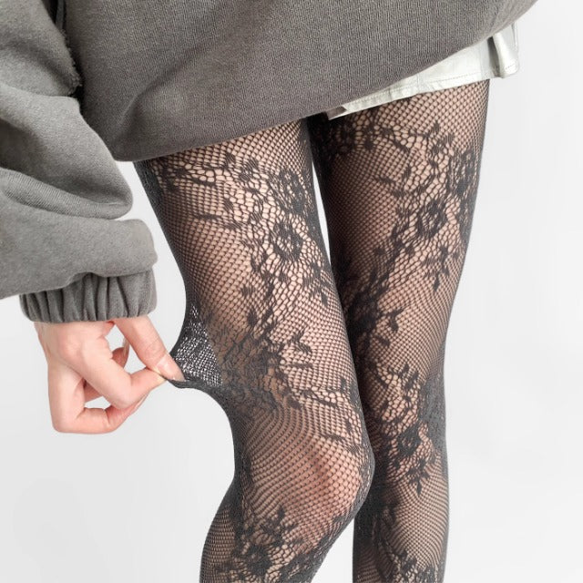 Floral Lace Mesh Tights mooods