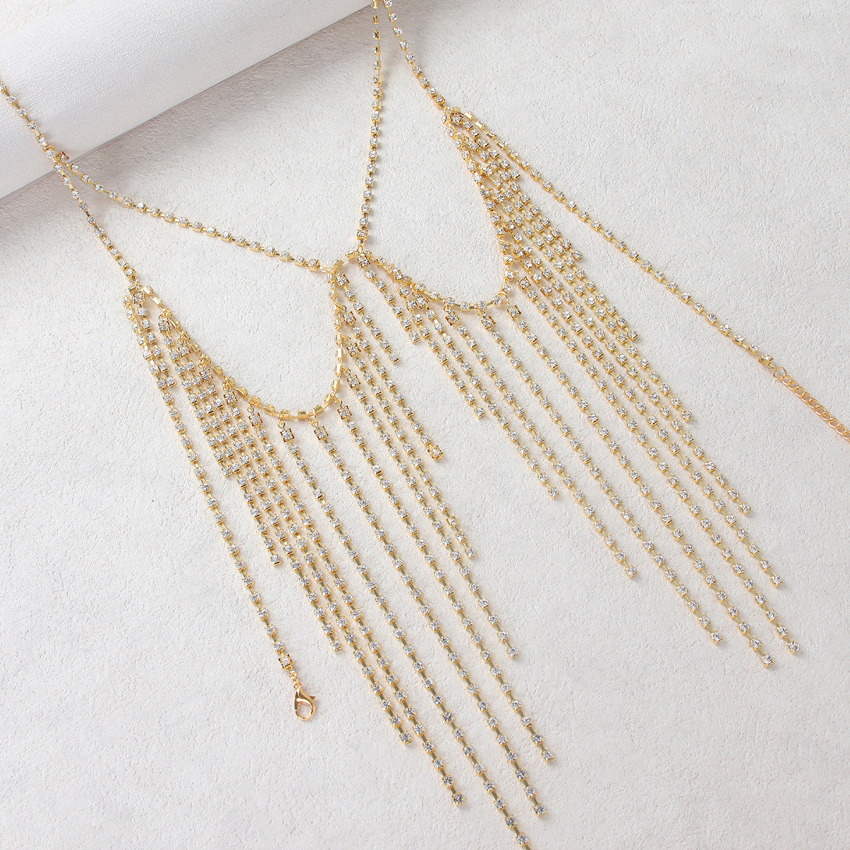 Diamond Fringe Rhinestone Bra & Skirt Set