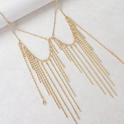 Diamond Fringe Rhinestone Bra & Skirt Set