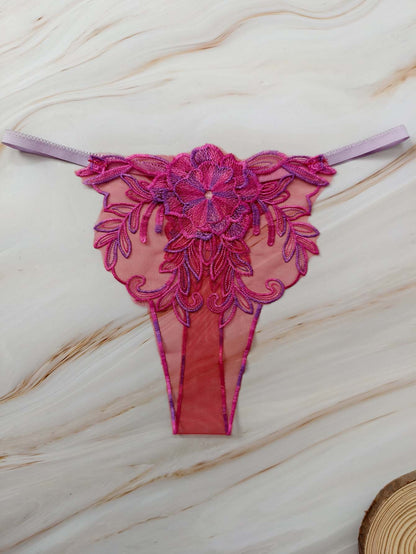 Floral Illusion Embroidered Thong mooods
